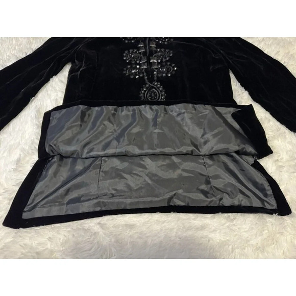 TALBOTS Women Blouse Top Black Silk Blend Velvet Rhinestone Sz 4 Holiday Goth - Picture 6 of 9